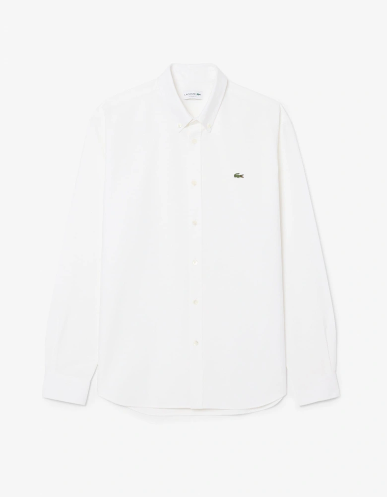 Lacoste Casual Oxford Mens Long Sleeve Shirt - White/White 800