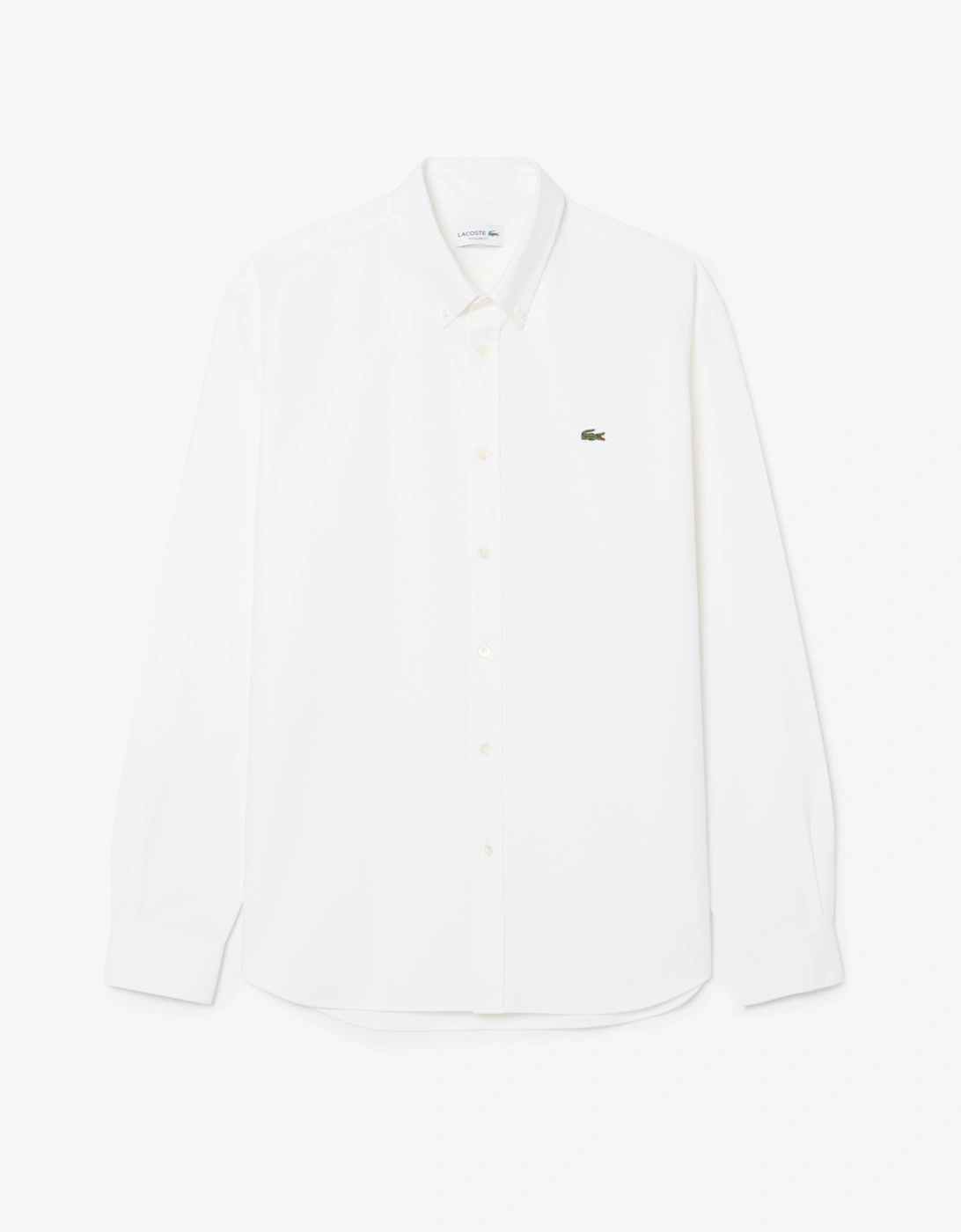 Lacoste Casual Oxford Mens Long Sleeve Shirt - White/White 800