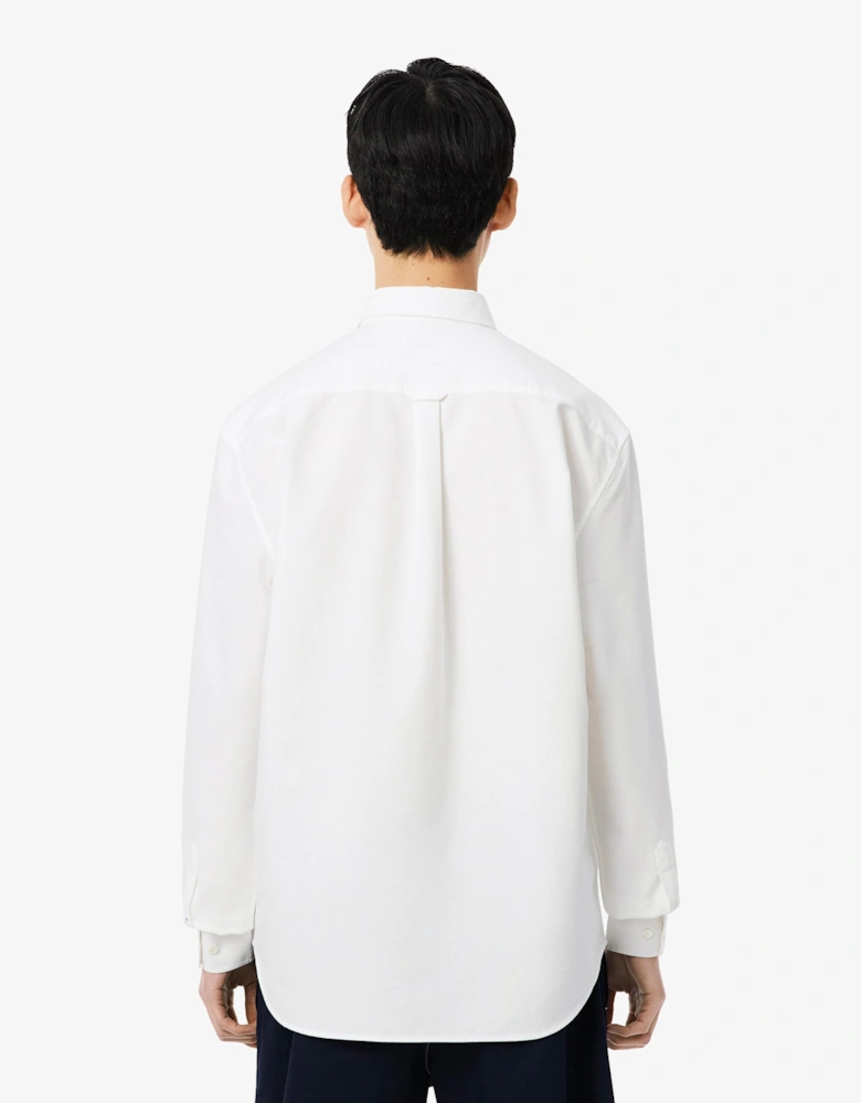 Lacoste Casual Oxford Mens Long Sleeve Shirt - White/White 800