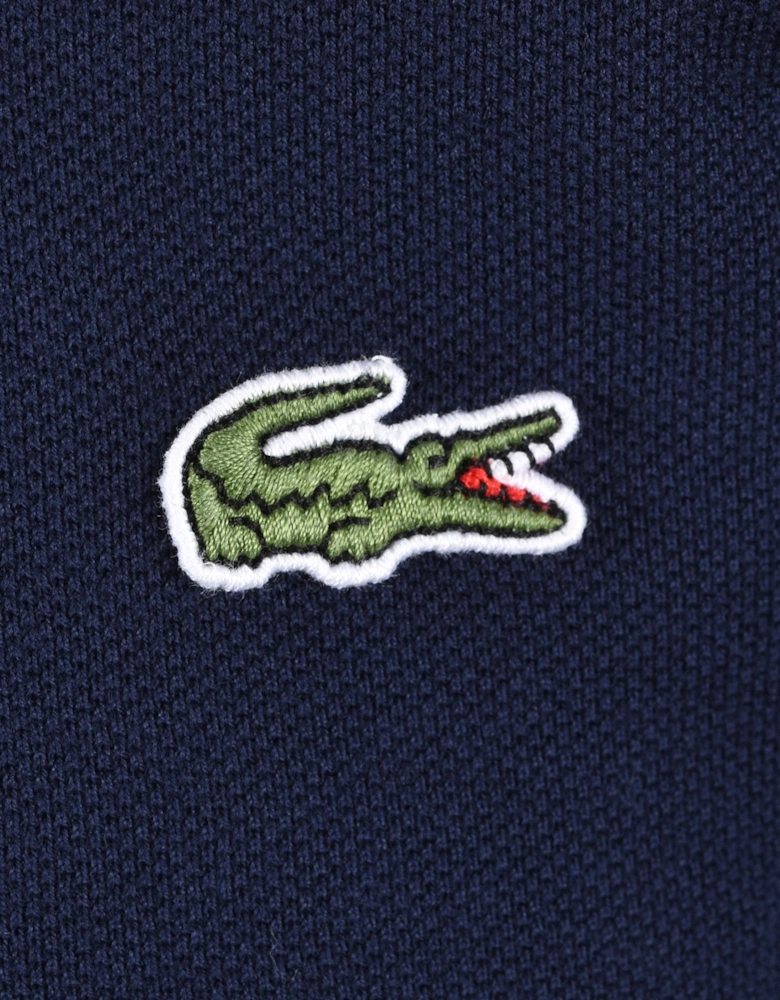 LACOSTE SHORT SLEEVED RIBBED COLLAR POLO NAVY