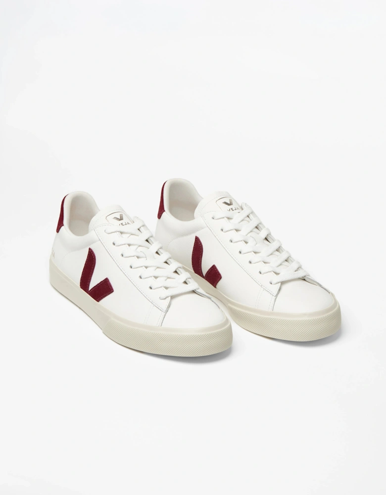 VEJA Campo Leather Womens Trainers - White/Garnet