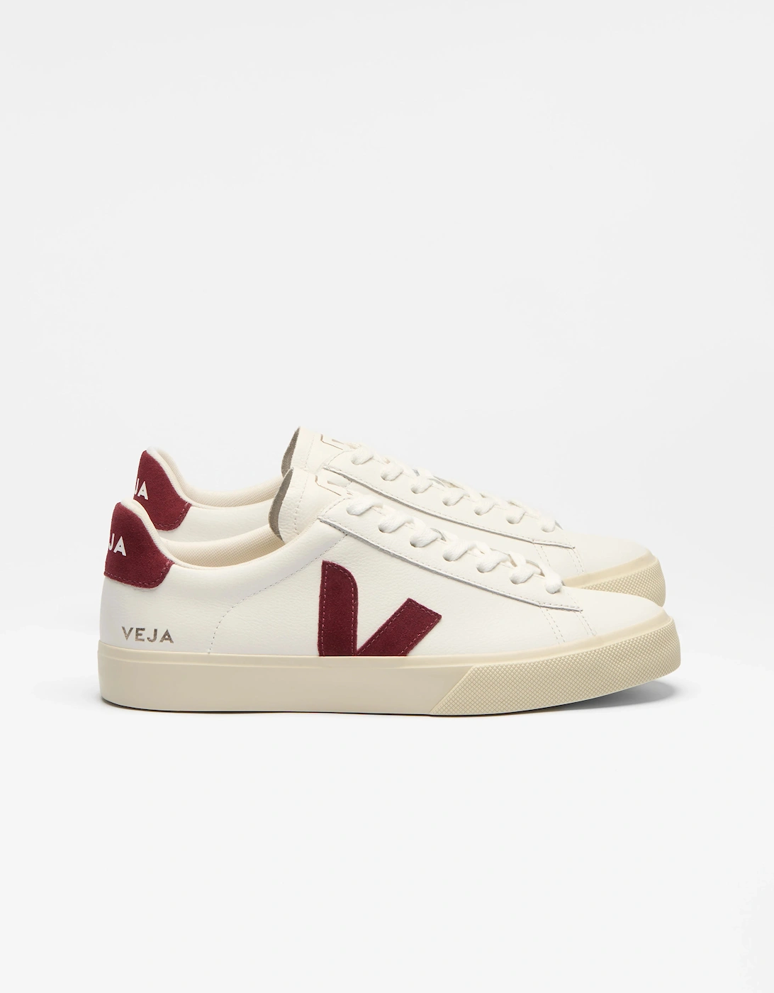 VEJA Campo Leather Womens Trainers - White/Garnet, 5 of 4