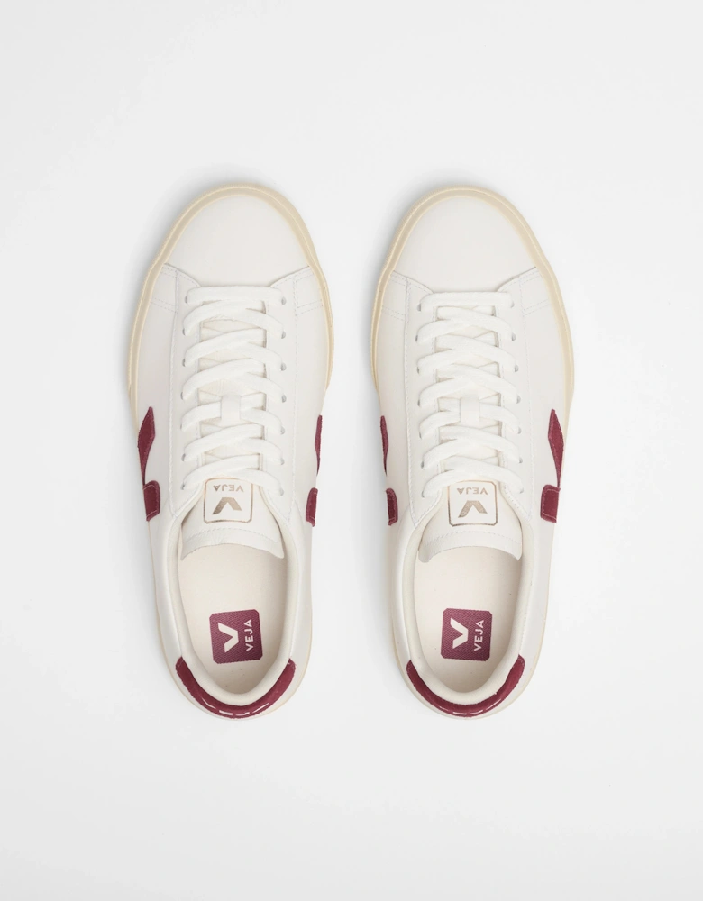 VEJA Campo Leather Womens Trainers - White/Garnet