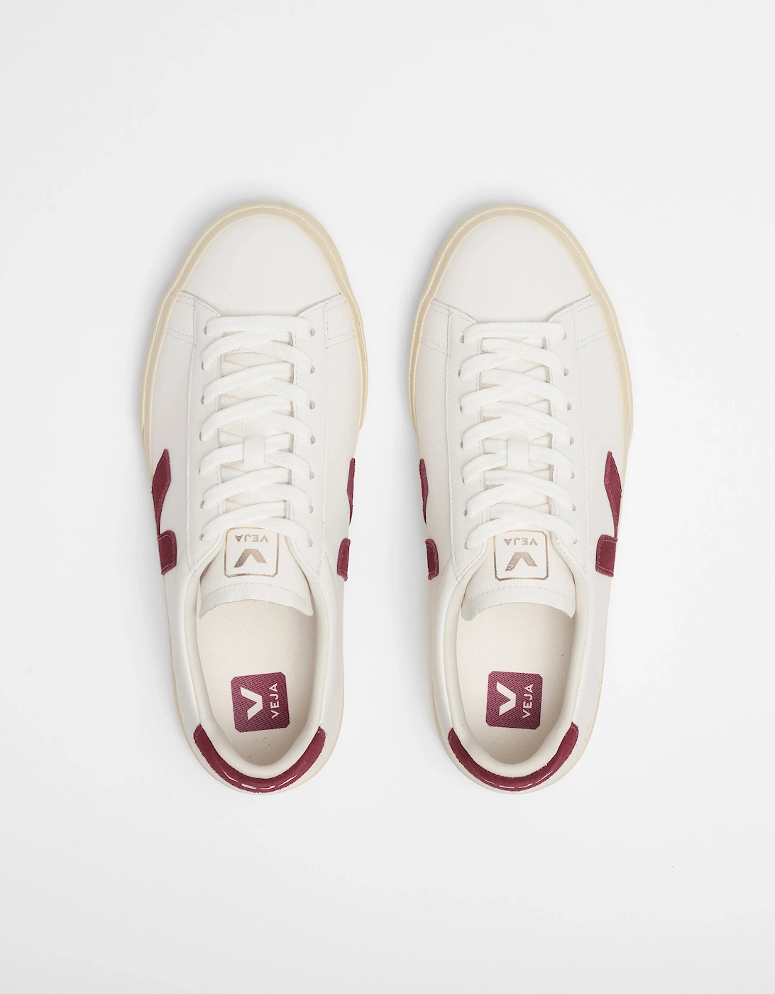 VEJA Campo Leather Womens Trainers - White/Garnet