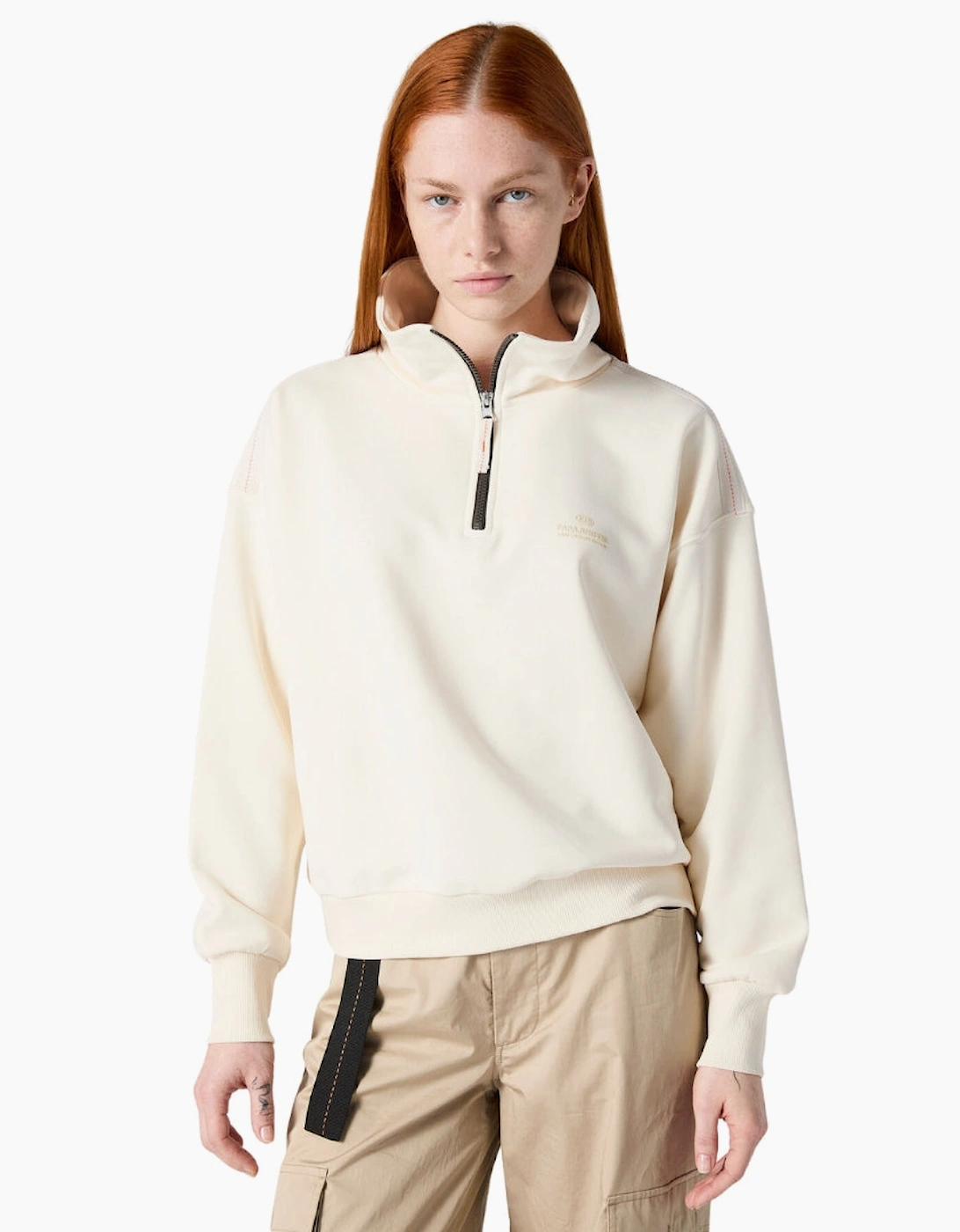Parajumpers Zendaya Moonbeam White Half-Zip Sweatshirt