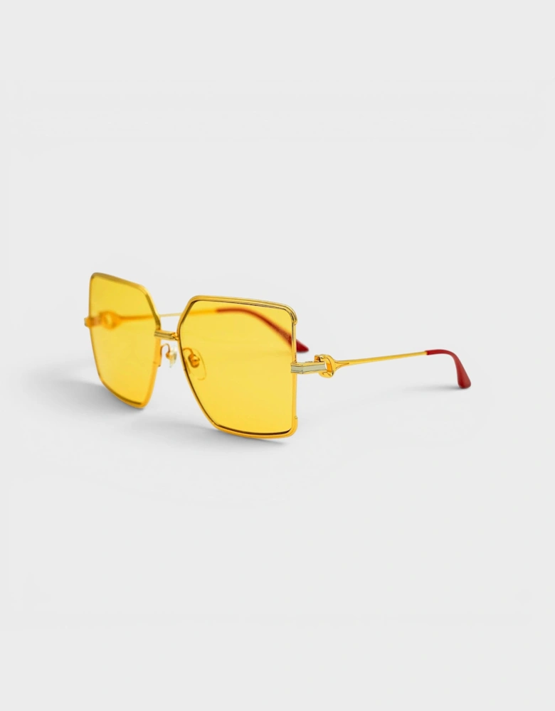 Stainless Steel Square Sunglasses Gold Silver Red Canary