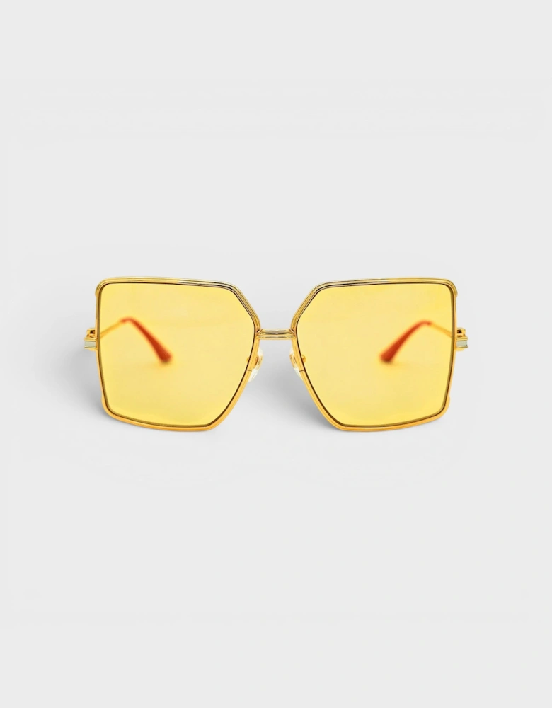 Stainless Steel Square Sunglasses Gold Silver Red Canary