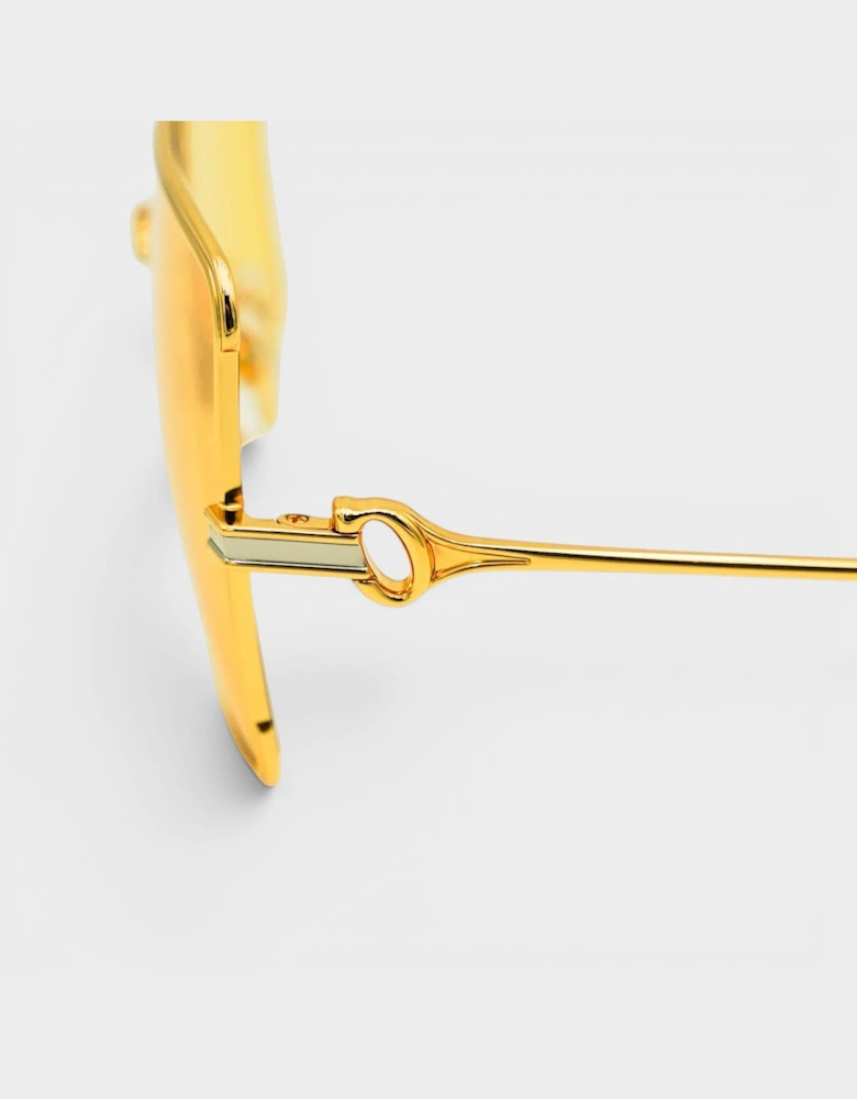 Stainless Steel Square Sunglasses Gold Silver Red Canary