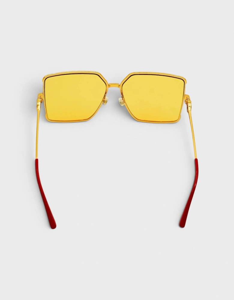 Stainless Steel Square Sunglasses Gold Silver Red Canary