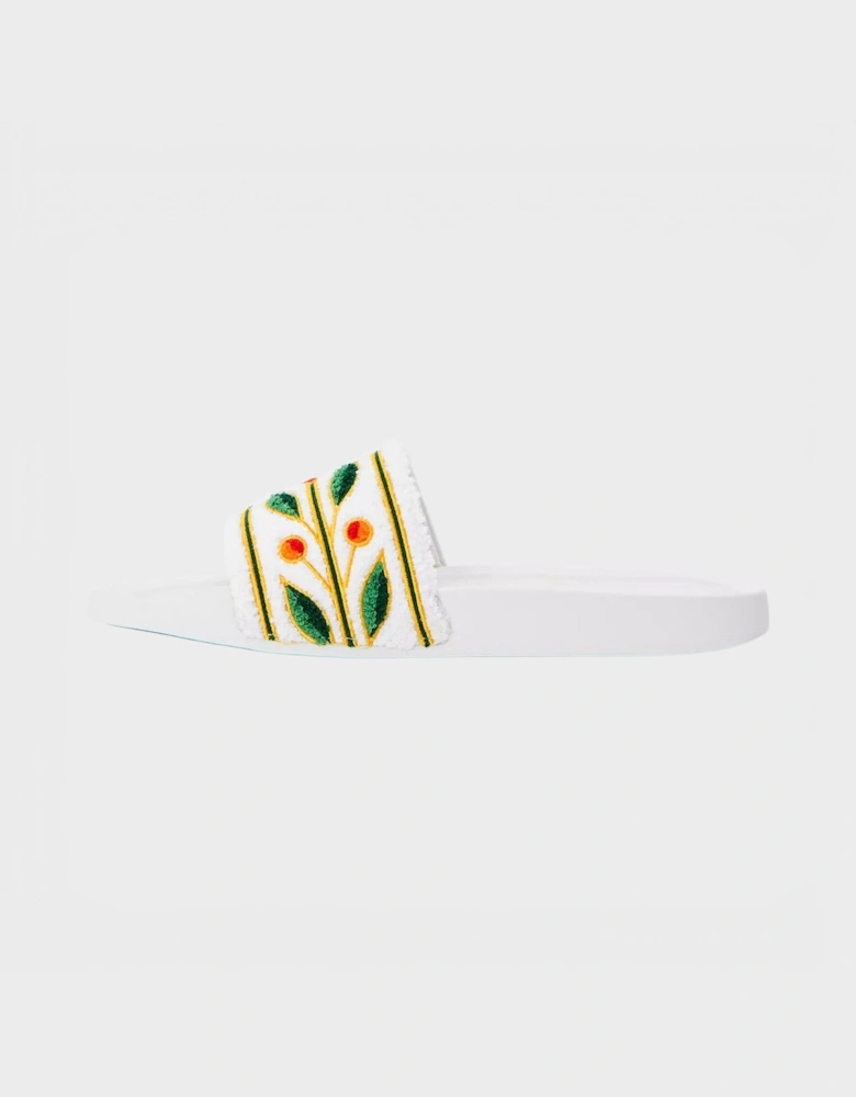 Embroidered Terry Slider White