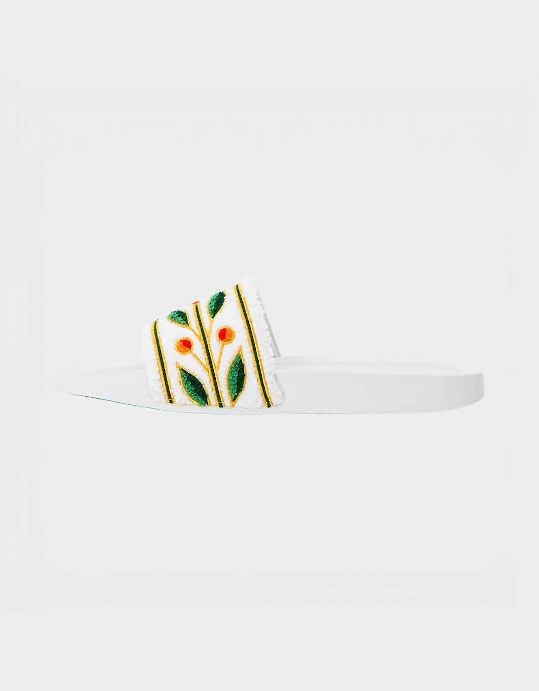 Embroidered Terry Slider White