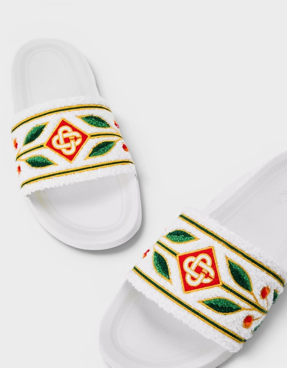 Embroidered Terry Slider White