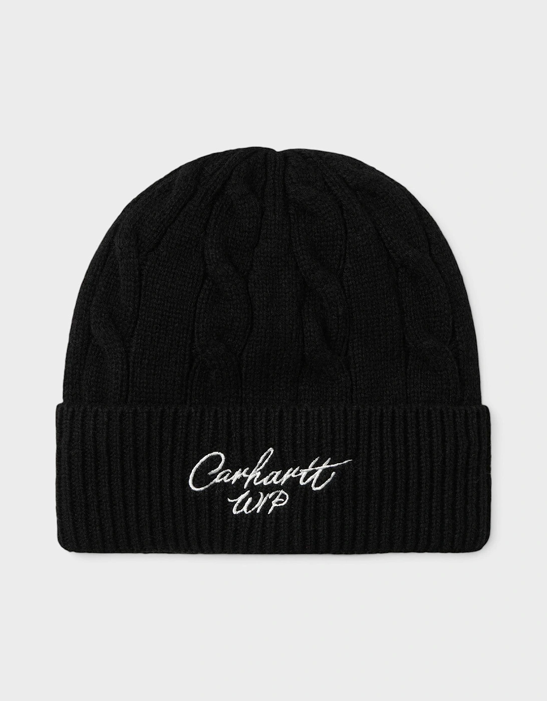WIP Logo Signature Cable Knitted Beanie Dark Navy, 3 of 2