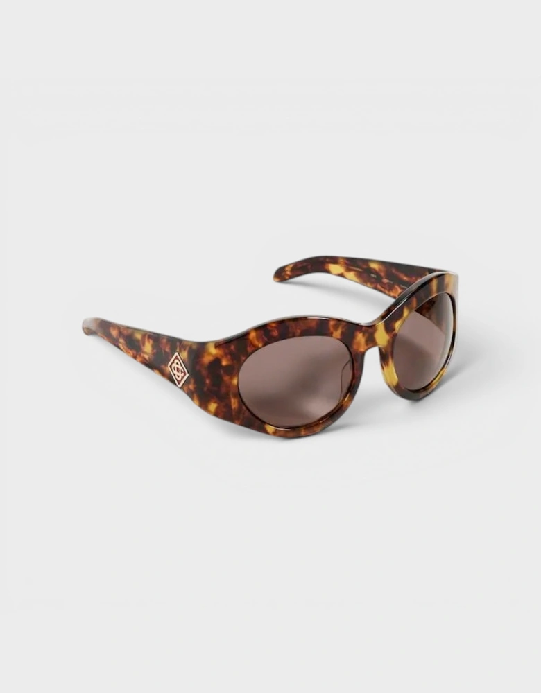 Round Goggle Acetate Sunglasses Tortoise Black