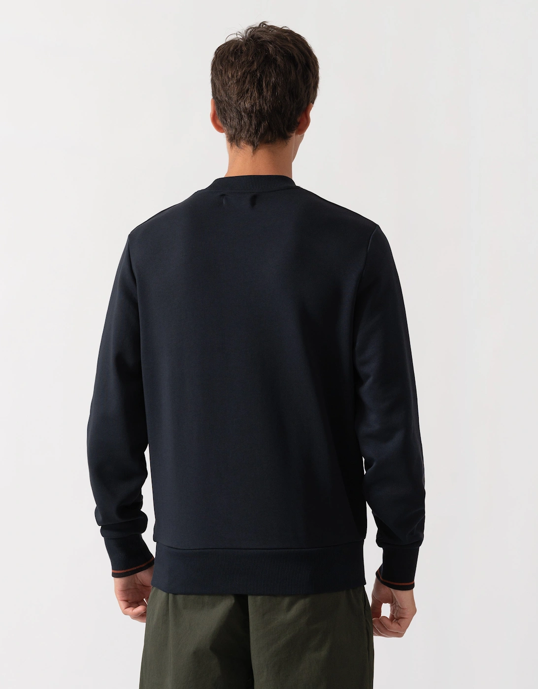 Fred Perry Mens Crew Neck Sweatshirt - Navy/Burgundy/Rich brown 75C