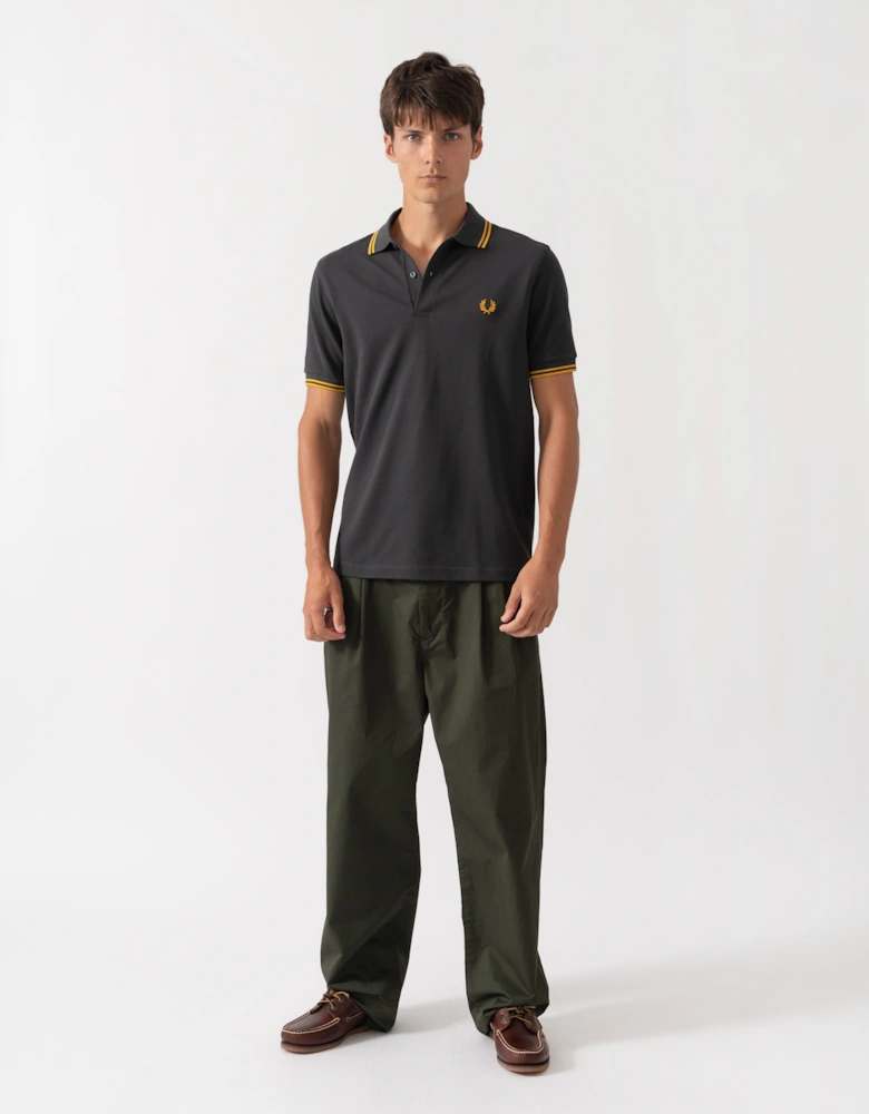 Fred Perry Mens Twin Tipped Signature Polo Shirt - Anchor Grey/Golden 85C