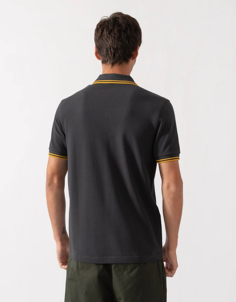 Fred Perry Mens Twin Tipped Signature Polo Shirt - Anchor Grey/Golden 85C