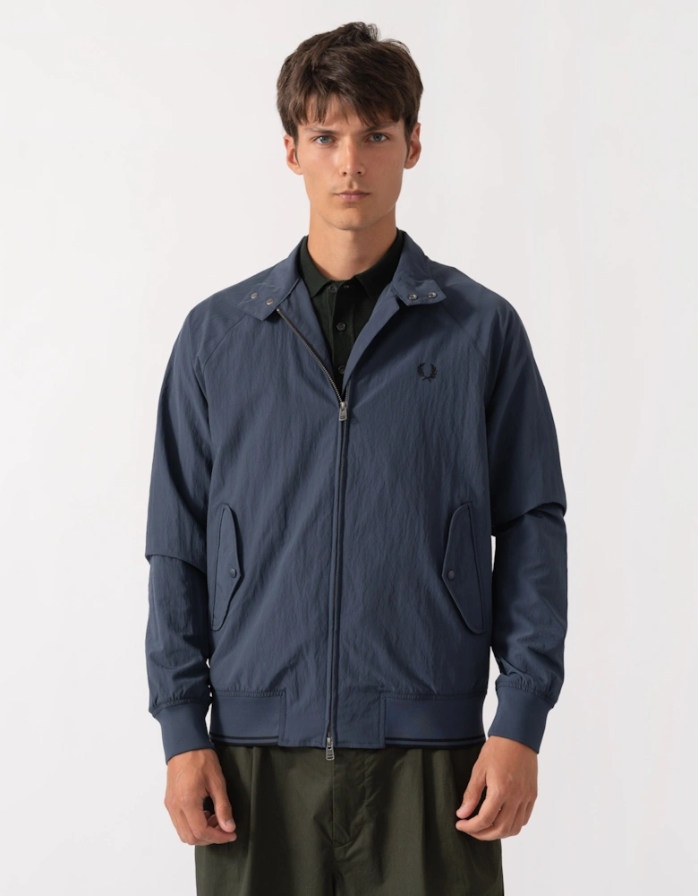 Fred Perry Mens Crinkle Nylon Harrington Jacket - Dark Airforce 738
