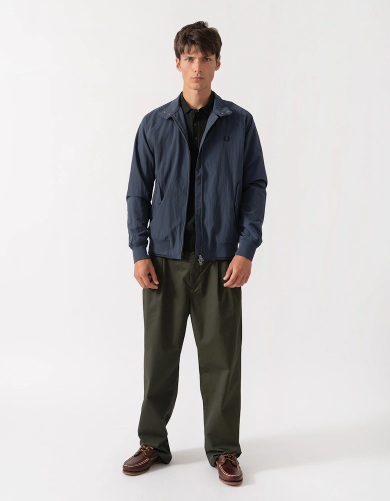 Fred Perry Mens Crinkle Nylon Harrington Jacket - Dark Airforce 738