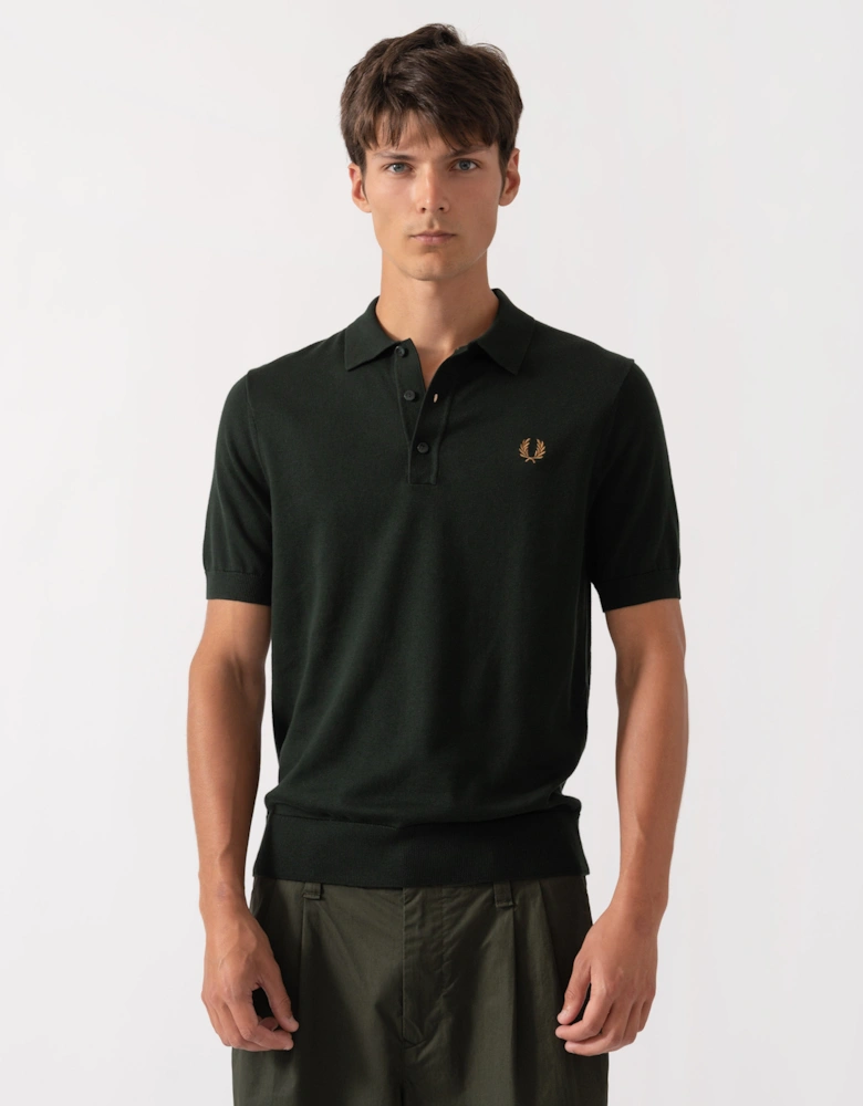 Fred Perry Mens Cotton Knitted Shirt - Night Green Q20