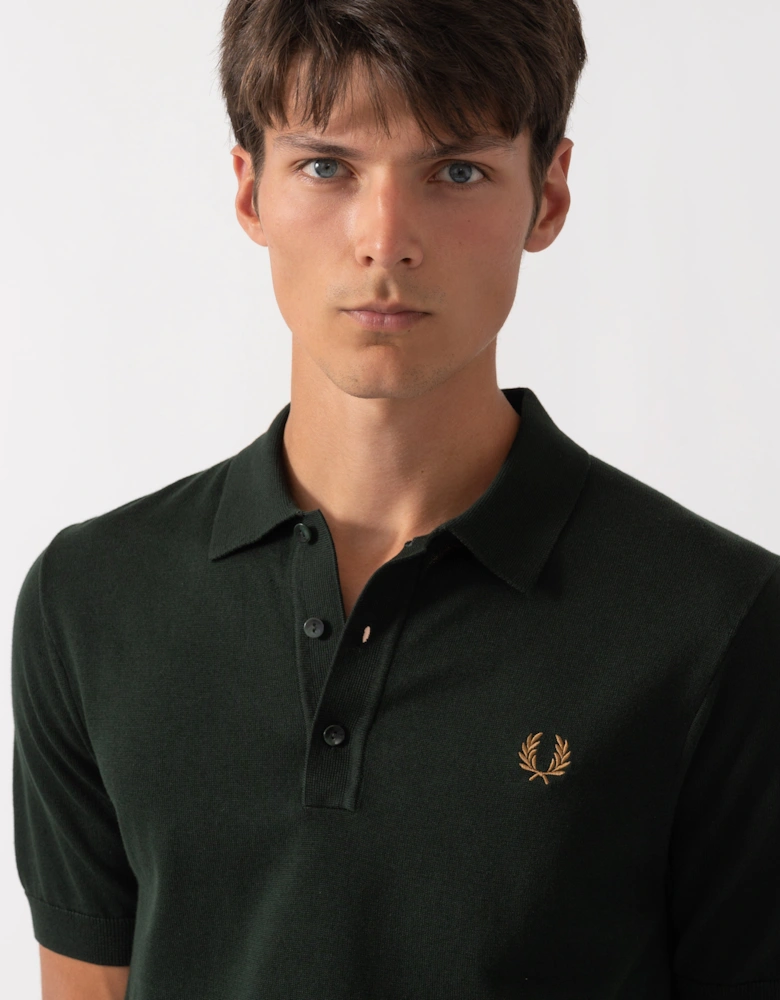 Fred Perry Mens Cotton Knitted Shirt - Night Green Q20