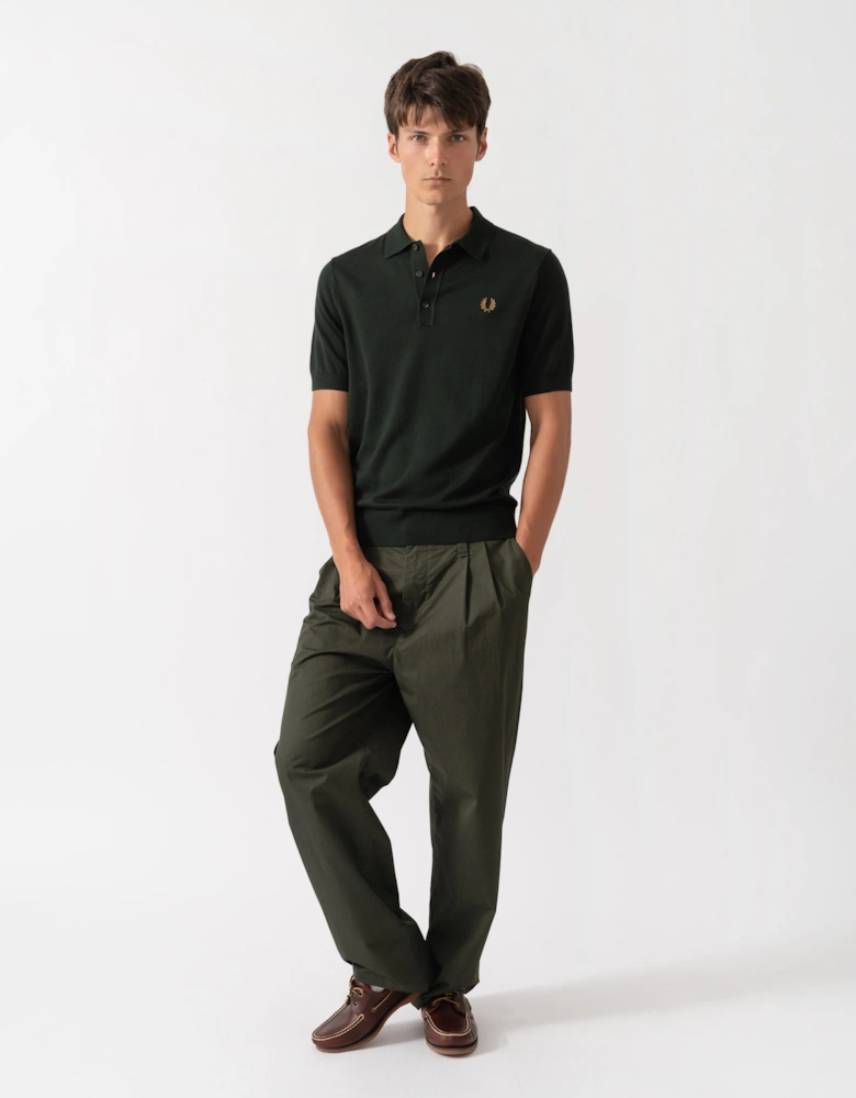 Fred Perry Mens Cotton Knitted Shirt - Night Green Q20