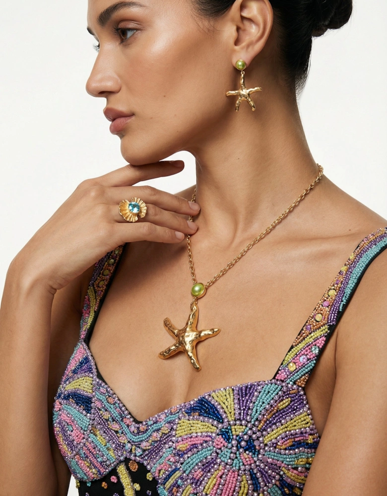 Pearl Drop Starfish Necklace