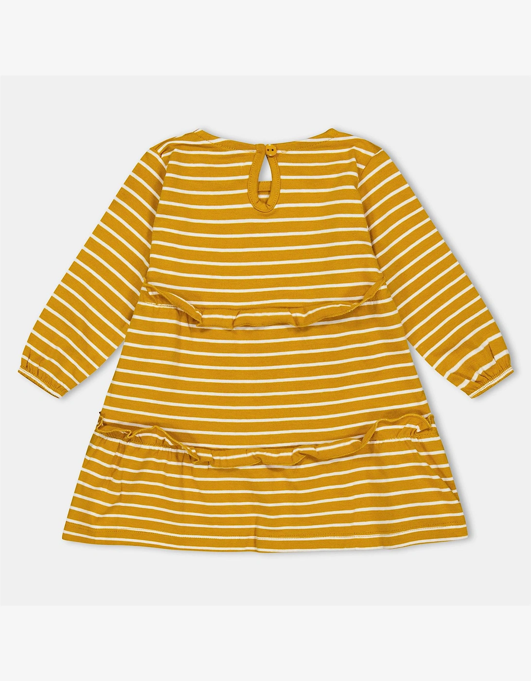 Horizontal Stripe Patterned Crew Neck Long Sleeve Jersey Dress