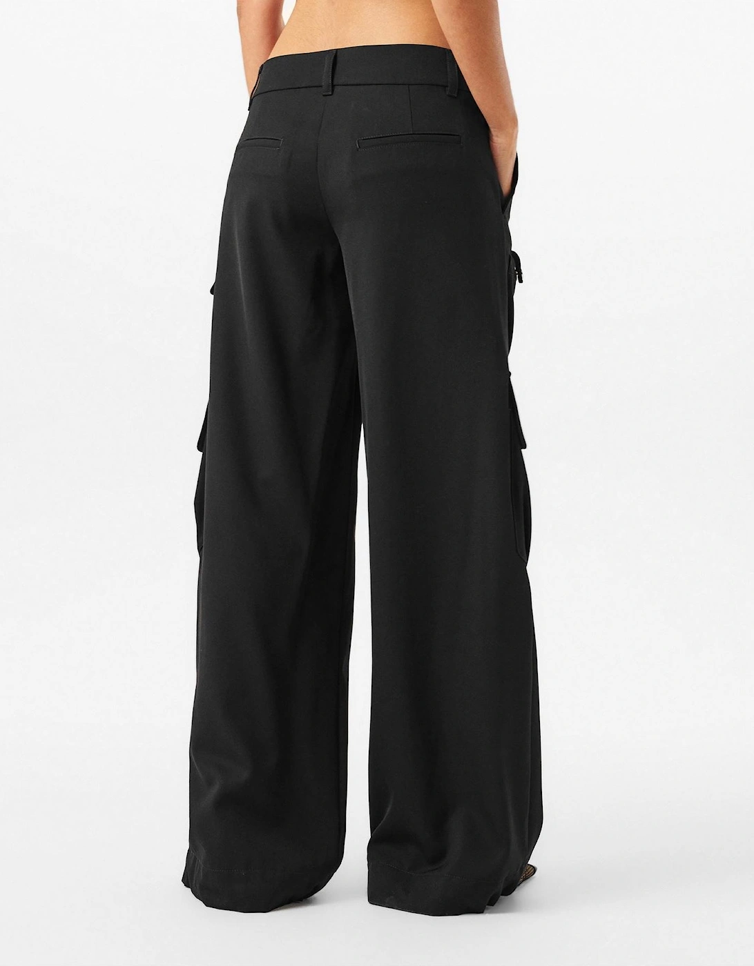 Solid Wide Leg Cargo Pants