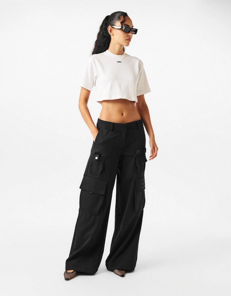 Solid Wide Leg Cargo Pants