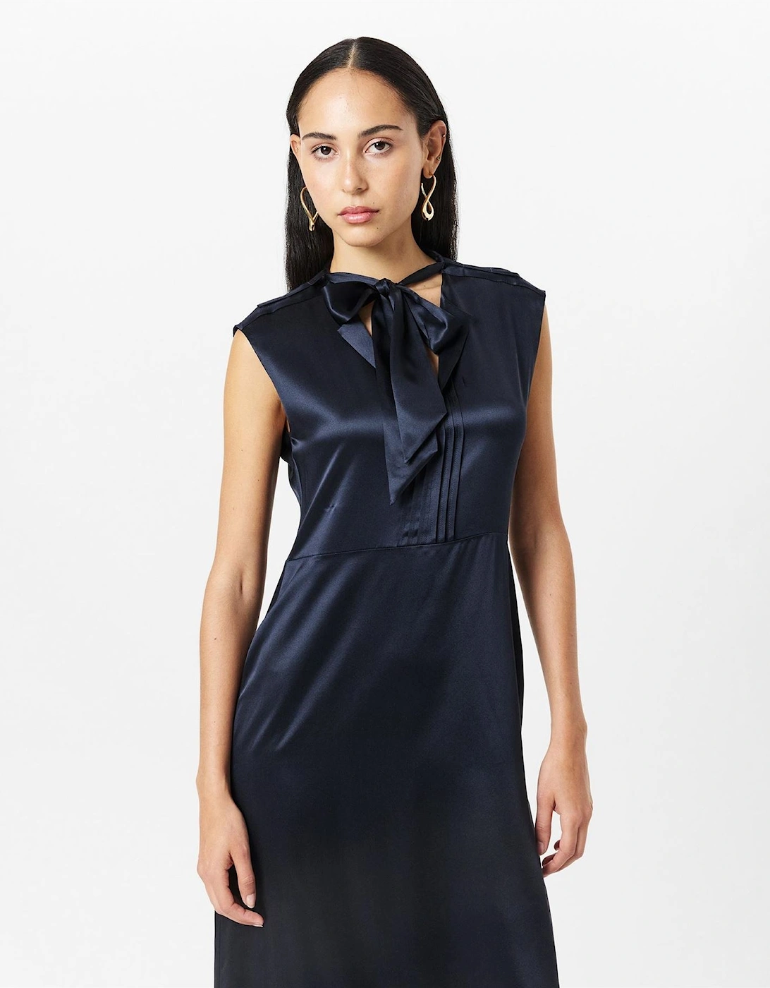 Tie Neck Mini Skater Dress