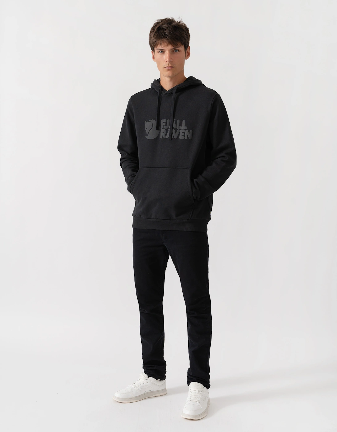 Fjallraven Logo Mens Hoodie - Black 550
