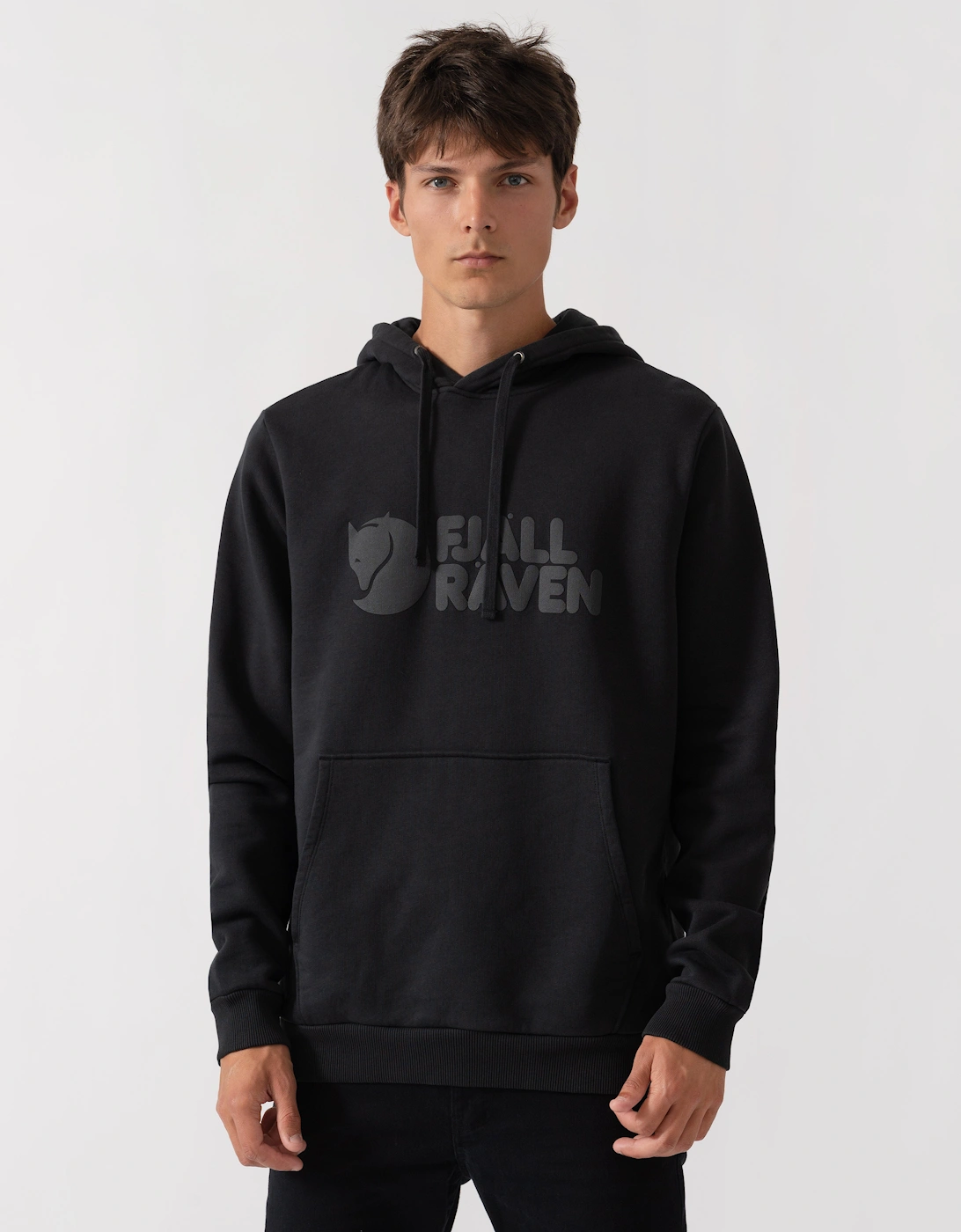 Fjallraven Men's Black Logo Hoodie - 550 - Size 38