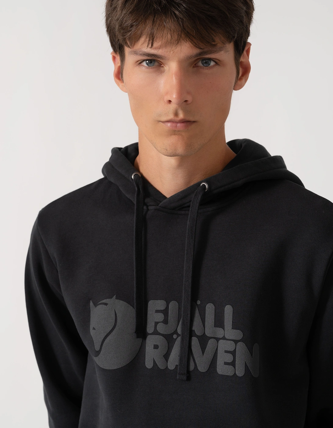 Fjallraven Logo Mens Hoodie - Black 550