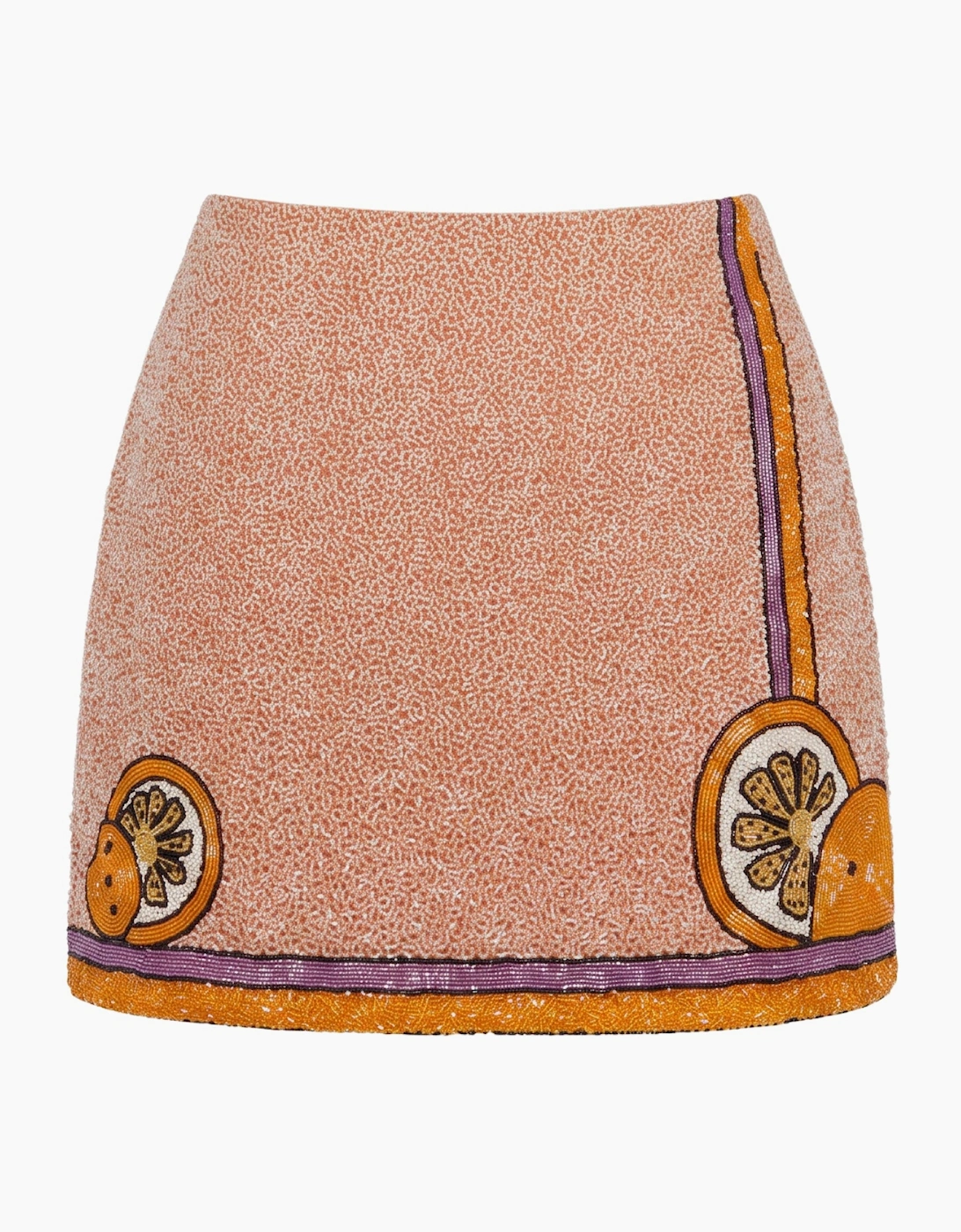 Melodie Co-ord Hand Embroidered Crystal Skirt Peach