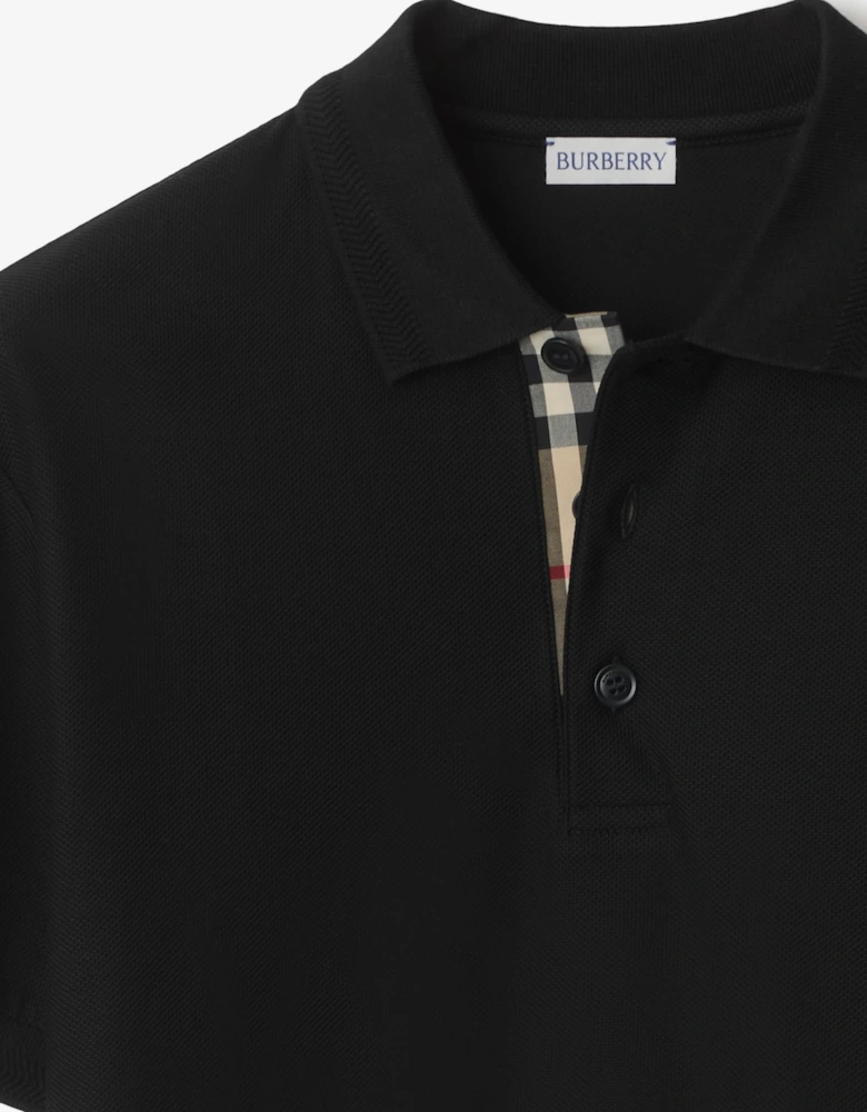BURBERRY CHECK PLACKET POLO SHIRT BLACK