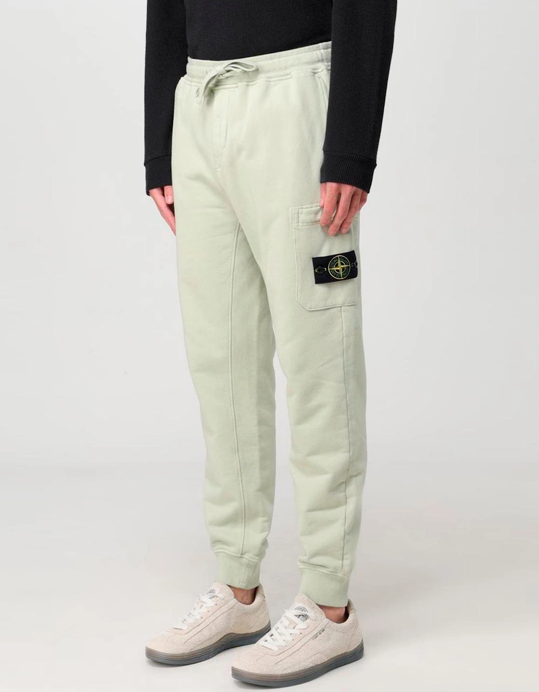 STONE ISLAND COTTON FLEECE SWEATPANTS PISTACHIO