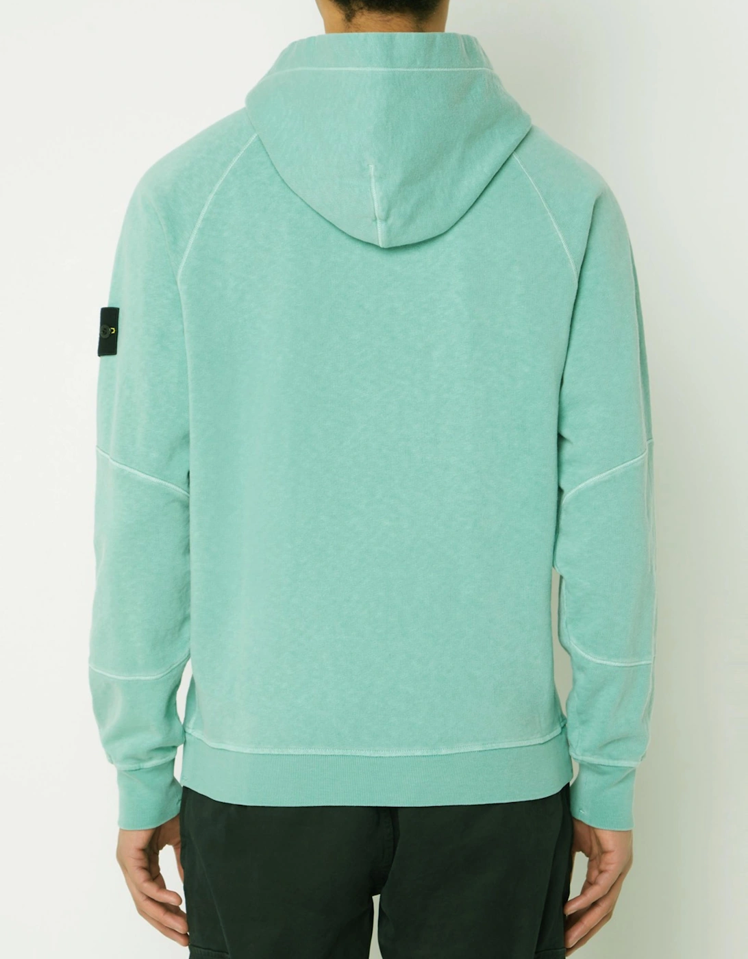 STONE ISLAND FELPA BUTTON HOODIE GREEN
