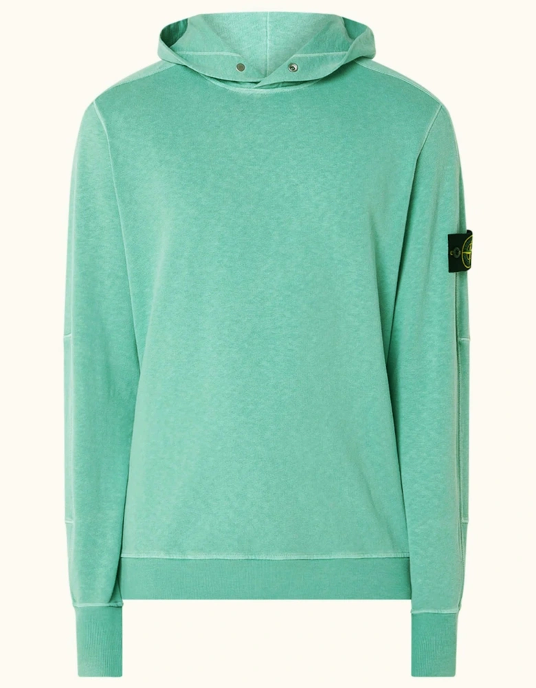 STONE ISLAND FELPA BUTTON HOODIE GREEN