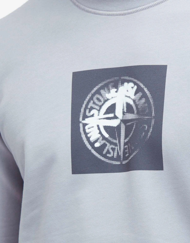 STONE ISLAND LOGO FELPA SWEATSHIRT DUSTY BLUE