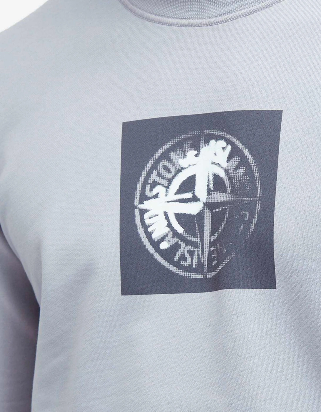 STONE ISLAND LOGO FELPA SWEATSHIRT DUSTY BLUE