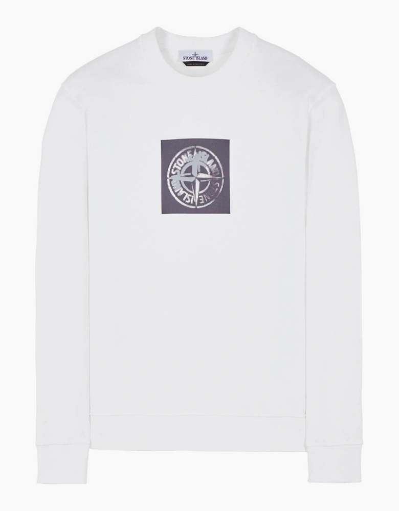 STONE ISLAND LOGO FELPA SWEATSHIRT WHITE