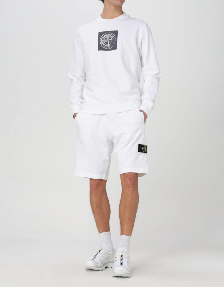 STONE ISLAND LOGO FELPA SWEATSHIRT WHITE