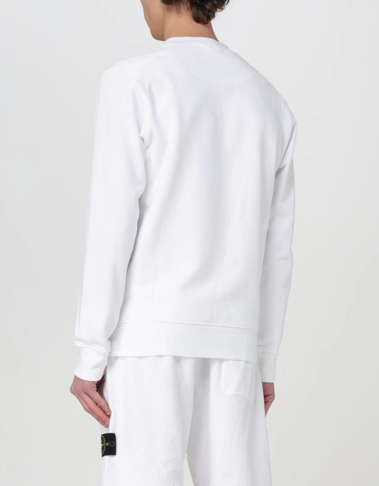 STONE ISLAND LOGO FELPA SWEATSHIRT WHITE