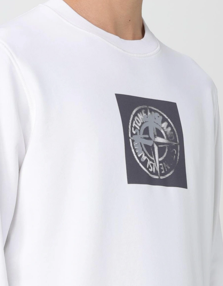 STONE ISLAND LOGO FELPA SWEATSHIRT WHITE