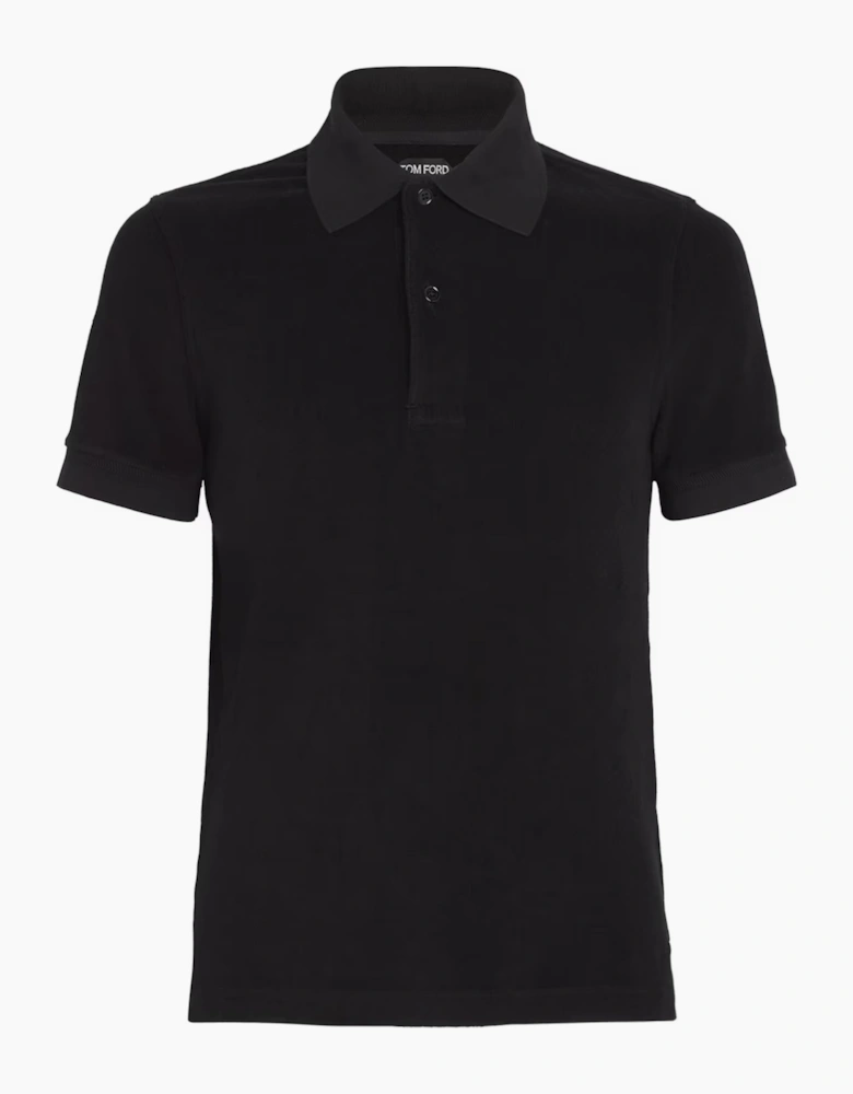 TOM FORD TOWELLING POLO SHIRT BLACK