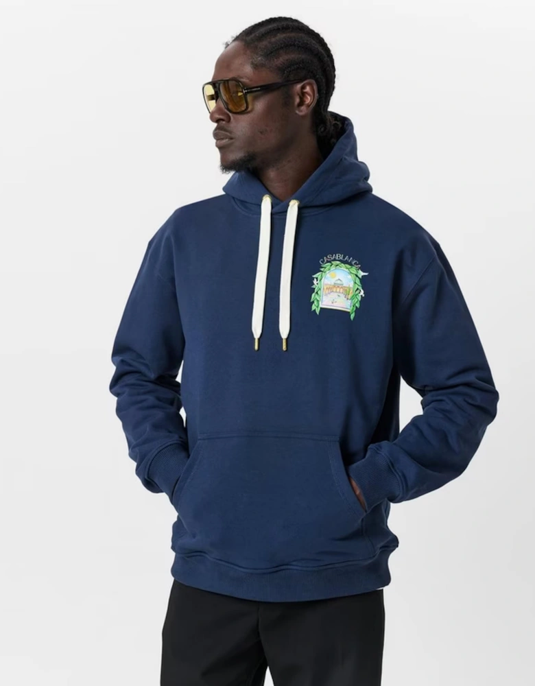 CASABLANCA L'ARCHE DE TENNIS HOODIE NAVY