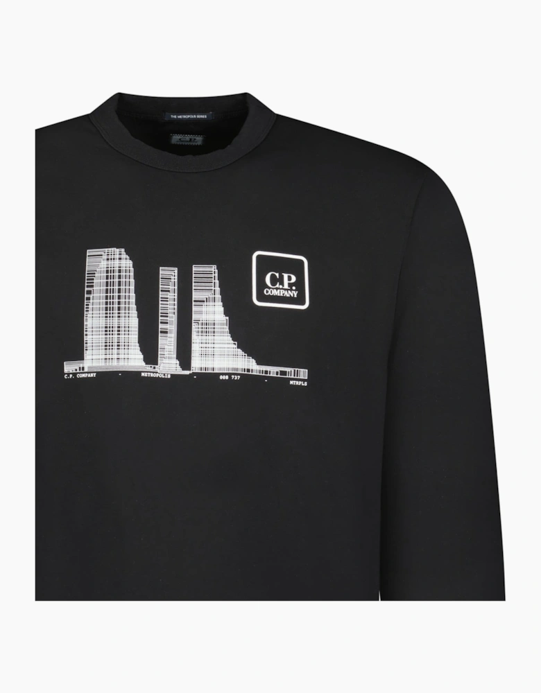 CP Company Metropolis Stretch Fleece Graphic Sweatshirt Black
