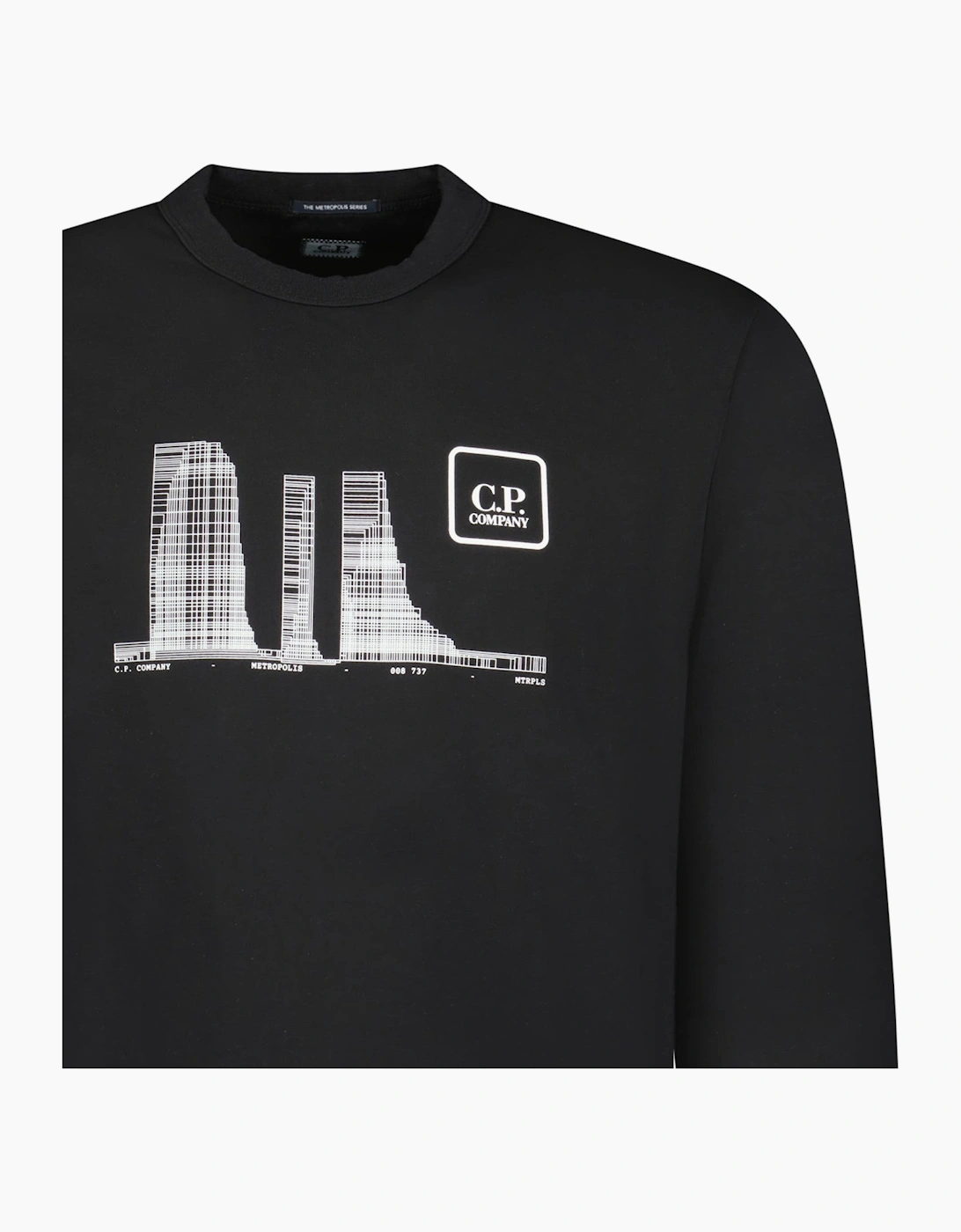CP Company Metropolis Stretch Fleece Graphic Sweatshirt Black