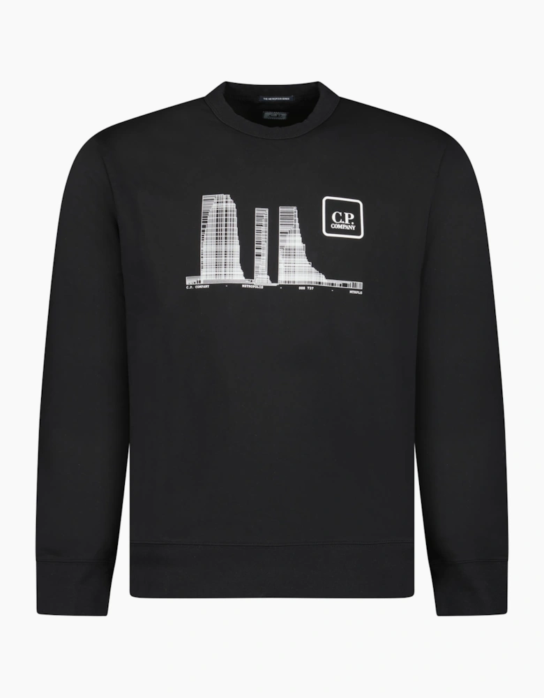 CP Company Metropolis Stretch Fleece Graphic Sweatshirt Black